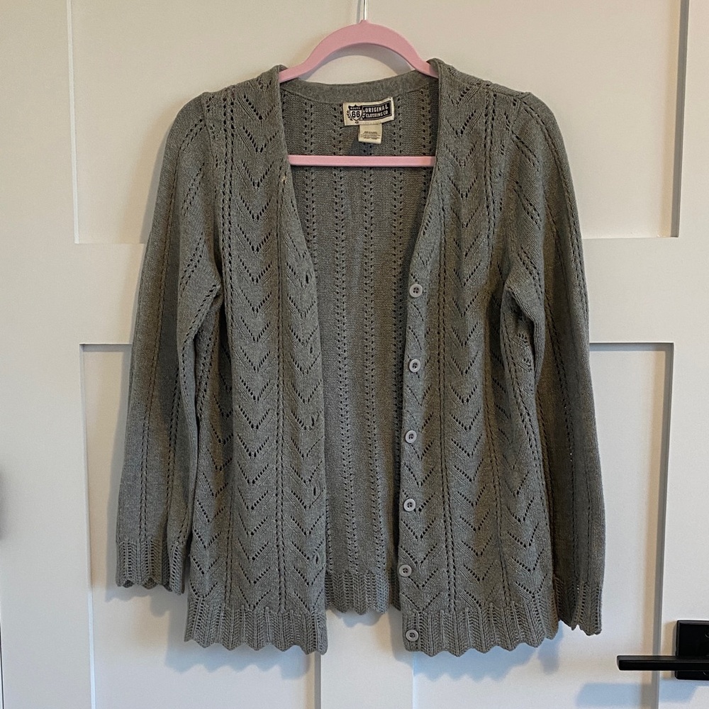 Route 66 Gray Cable Knit Cardigan Sweater
